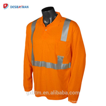Chemises réfléchissantes de travail de sécurité de Salut-Viz à manches longues avec maille Birdseye d&#39;évacuation de l&#39;humidité
